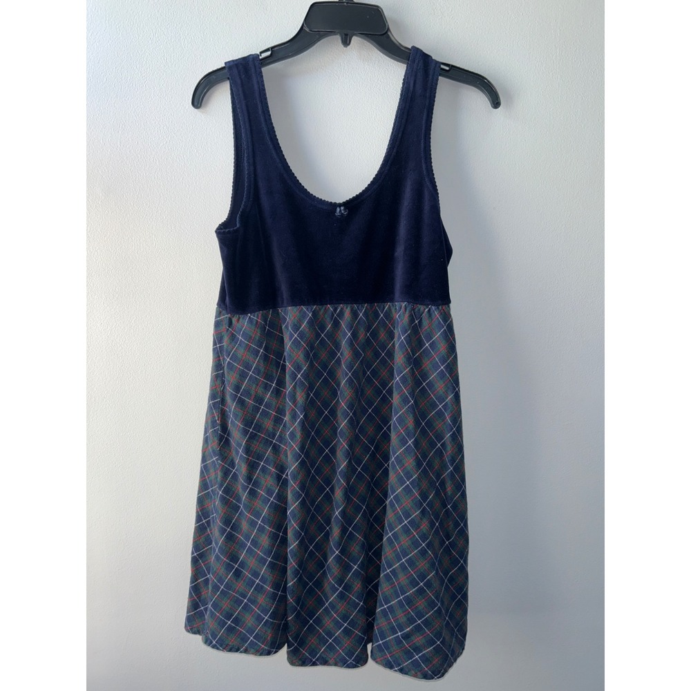 90's Vintage Victorias Secret Country Navy Velvet Plaid Nightgown Dress Small